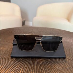 Christian Dior Black and Gold Shield Sunglasses